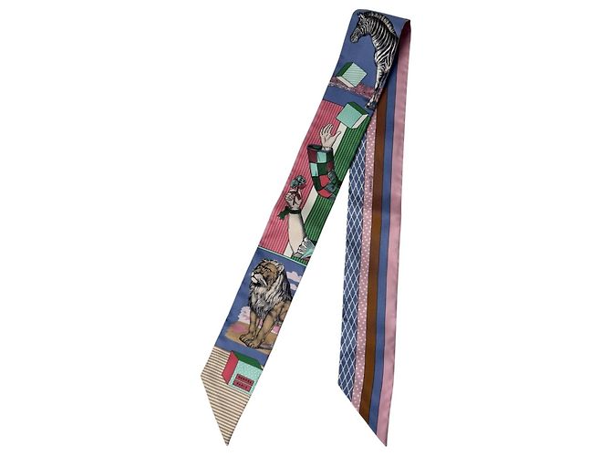 Hermès Foulard Twilly Hermes Grand Théâtre Nouveau Rosa Blu - vista 2