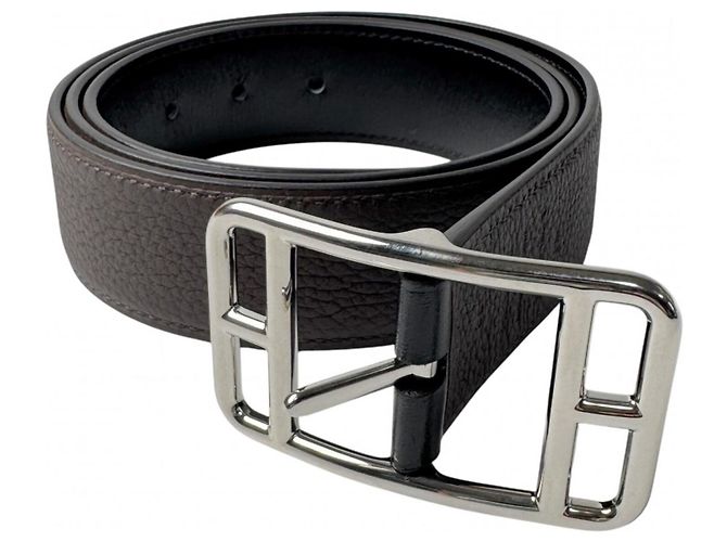 Hermès Cinto Reversível Hermes Cape Cod Preto Castanho escuro - vista 2