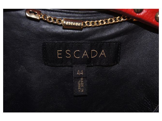 Escada checked leather zip jacket Black White Blue Green Yellow - view 5