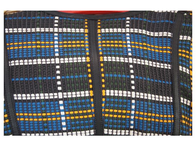 Escada checked leather zip jacket Black White Blue Green Yellow - view 7