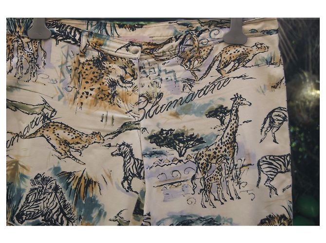 Pantalones cropped con estampado animal Blumarine Blanco Multicolor Estampado de leopardo - vista 2