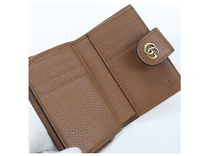 Bamboo Cartera bi-fold Gucci de cuero marrón con detalles de bambú Castaño - vista 3