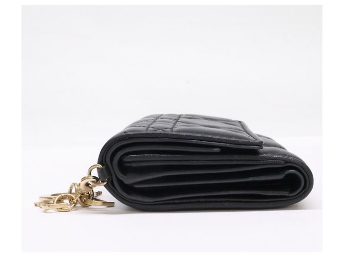 Christian Dior Lady Cannage Compact Wallet aus Lammfell Schwarz - Ansicht 4