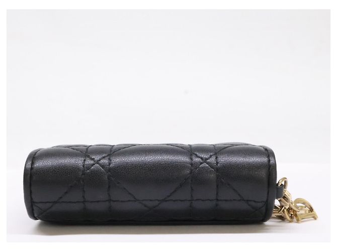 Christian Dior Lady Cannage Compact Wallet aus Lammfell Schwarz - Ansicht 5