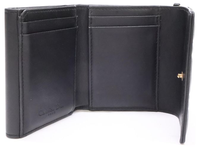 Christian Dior Lady Cannage Compact Wallet aus Lammfell Schwarz - Ansicht 7