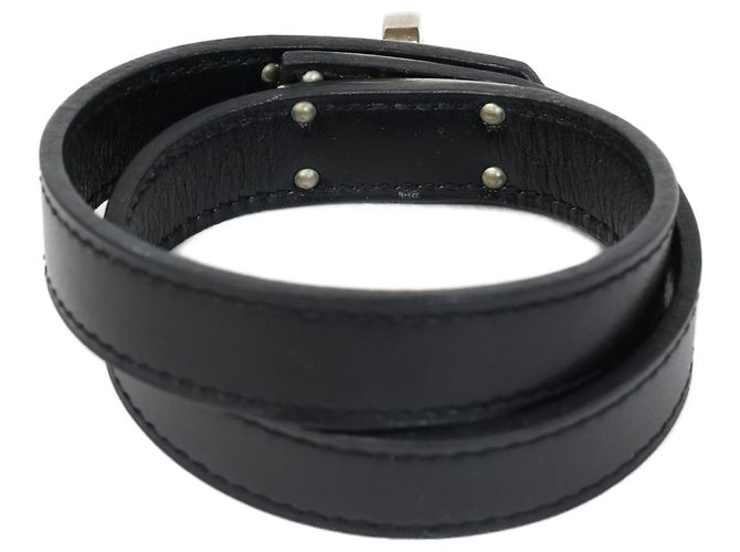 Hermès Bracciale Kelly Double Tour in pelle HERMES Nero Argento - vista 2