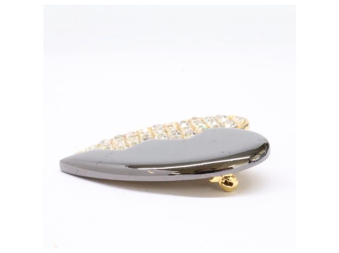 Spilla a Cuore con Strass Yves Saint Laurent D'oro Metallico - vista 2