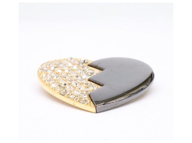Spilla a Cuore con Strass Yves Saint Laurent D'oro Metallico - vista 3