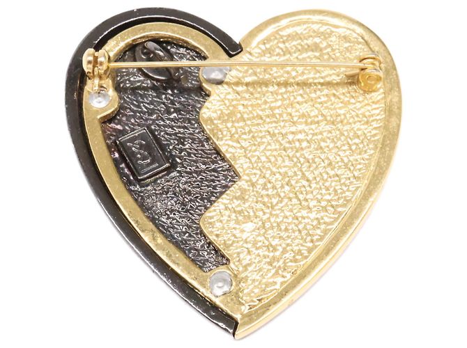 Spilla a Cuore con Strass Yves Saint Laurent D'oro Metallico - vista 6