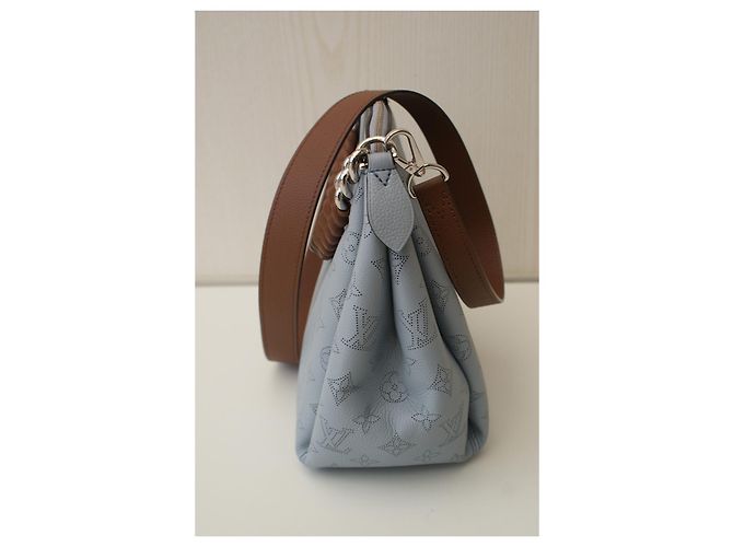 Borsa a tracolla Louis Vuitton Monogram Empreinte in pelle azzurro cielo Modello Babylone Chain Marrone Blu - vista 6