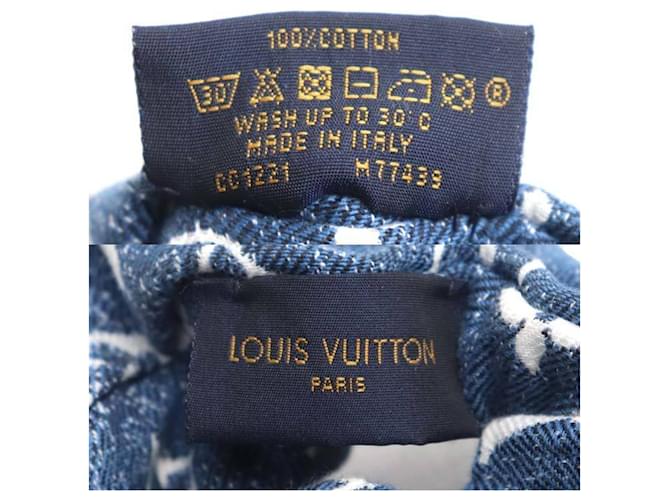 Scrunchie in cotone denim monogram Louis Vuitton Bianco Blu - vista 5