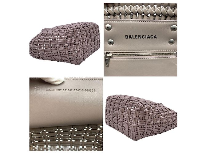 First Balenciaga Borsa Tote Cesto da Bistro in Vimini Intrecciati Taupe, Borsa a Spalla - vista 6