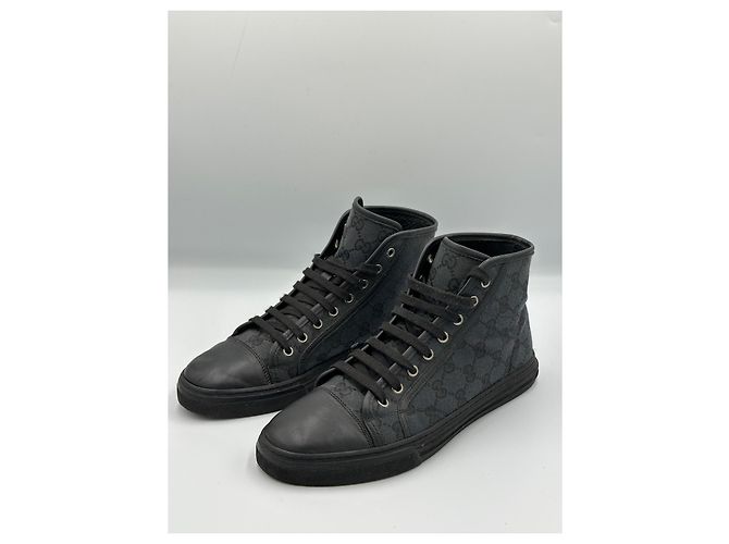 Gucci GG Supreme Sneakers Alte Nero - vista 3