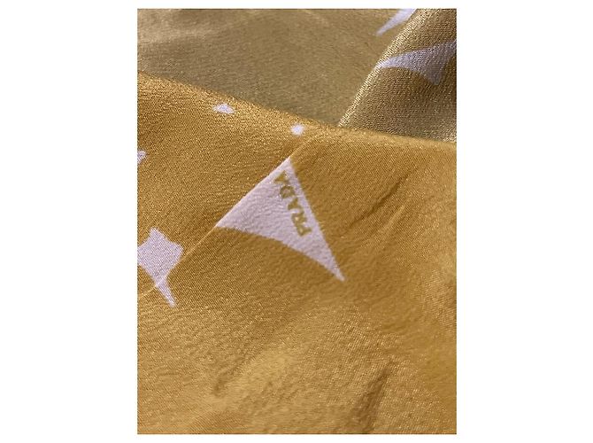 Prada Vintage Seiden-Shift-Kleid mit abstraktem geometrischem Print IT 44 Gelb - Ansicht 5