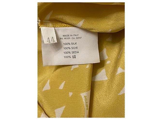 Prada Vintage Seiden-Shift-Kleid mit abstraktem geometrischem Print IT 44 Gelb - Ansicht 4