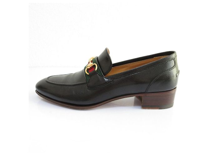 Gucci Webline Leder Loafer Pumps Schwarz - Ansicht 3