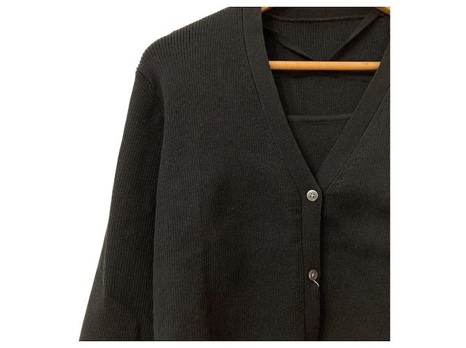 Autre Marque N. Natural Beauty Basic Rippstrick-Ensemble Cardigan Schwarz - Ansicht 2