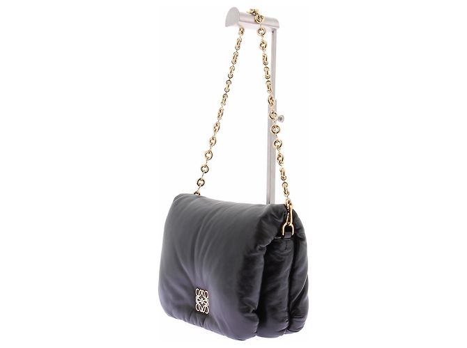 Loewe Borsa Goya Puffer in pelle nera Nero - vista 2