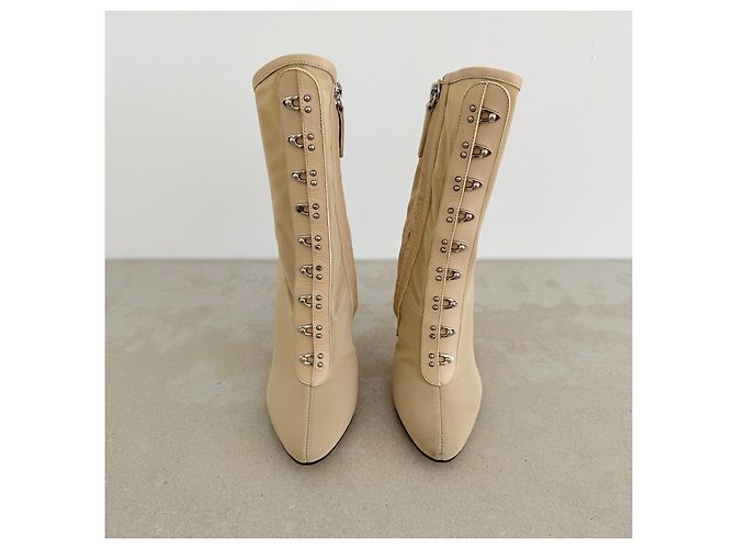 Stivaletti con lacci in mesh e pelle beige Giuseppe Zanotti Taglia 36 - vista 3