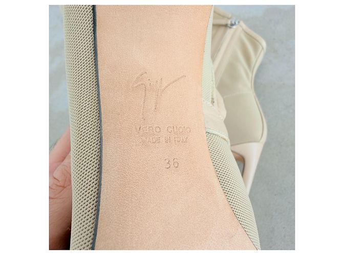 Stivaletti con lacci in mesh e pelle beige Giuseppe Zanotti Taglia 36 - vista 4