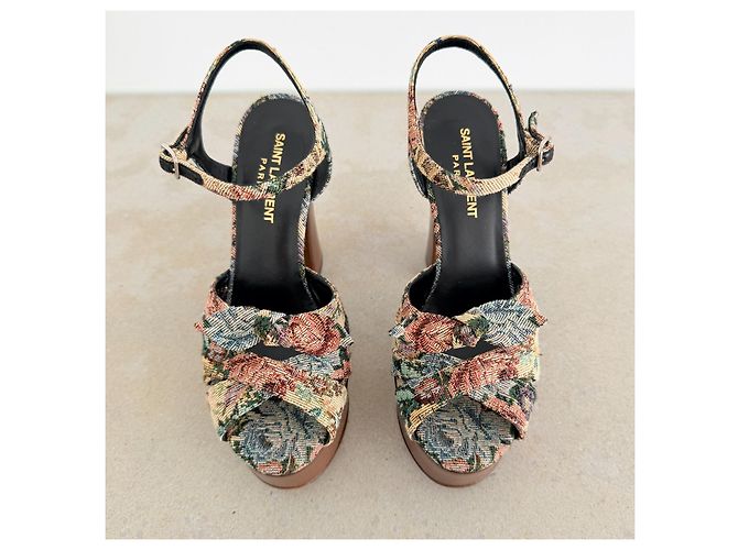 Sandali con plateau "Candy" in tappezzeria floreale Saint Laurent Paris Multicolore - vista 4