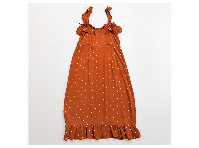 For Love & Lemons Polka Dot Midi Kleid – Größe M Weiß Orange - Ansicht 4