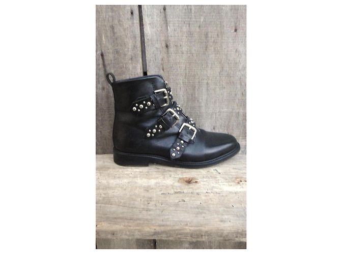 Botas de cano curto de couro preto com tachas Maje - vista 10