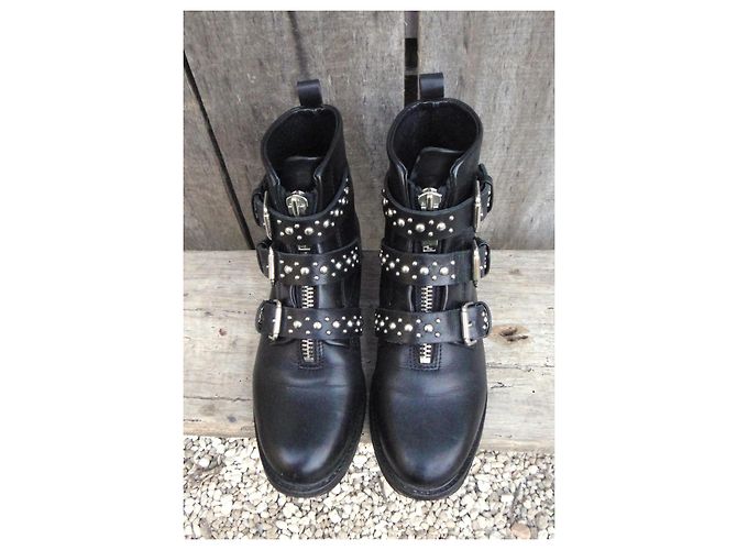 Botas de cano curto de couro preto com tachas Maje - vista 4