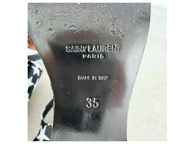 Sandali con zeppa platform in pelle con stampa di stelle Saint Laurent Nero Bianco - vista 7