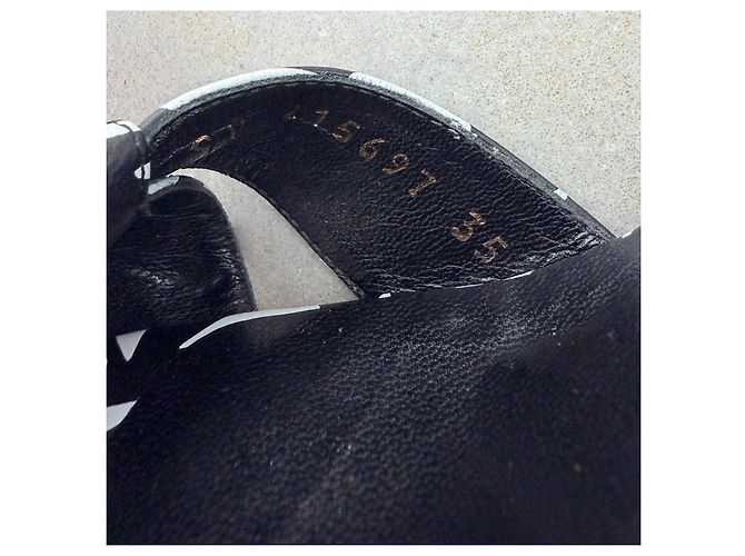 Sandali con zeppa platform in pelle con stampa di stelle Saint Laurent Nero Bianco - vista 8