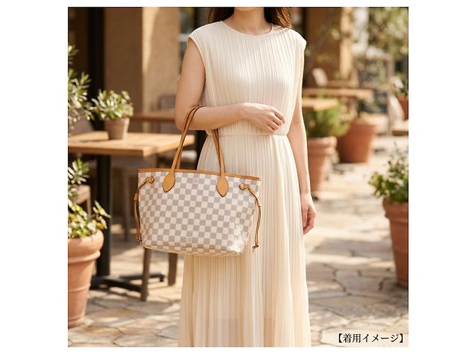 Borsa Tote Louis Vuitton Neverfull PM Damier Azur Bianco Blu Multicolore - vista 17