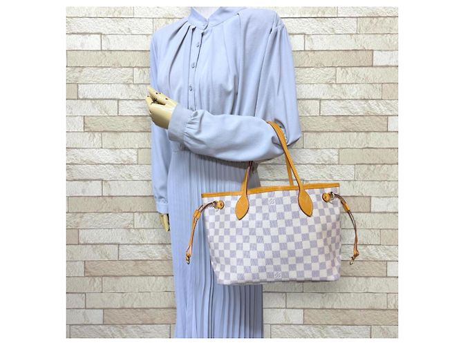 Borsa Tote Louis Vuitton Neverfull PM Damier Azur Bianco Blu Multicolore - vista 2