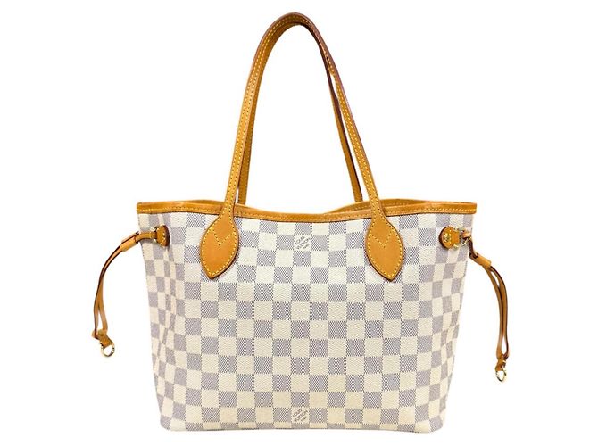 Borsa Tote Louis Vuitton Neverfull PM Damier Azur Bianco Blu Multicolore - vista 3