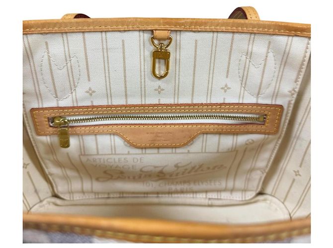 Borsa Tote Louis Vuitton Neverfull PM Damier Azur Bianco Blu Multicolore - vista 8