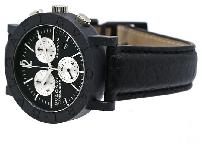 Bulgari Relógio de pulso cronógrafo em carbono e couro Bvlgari - vista 3