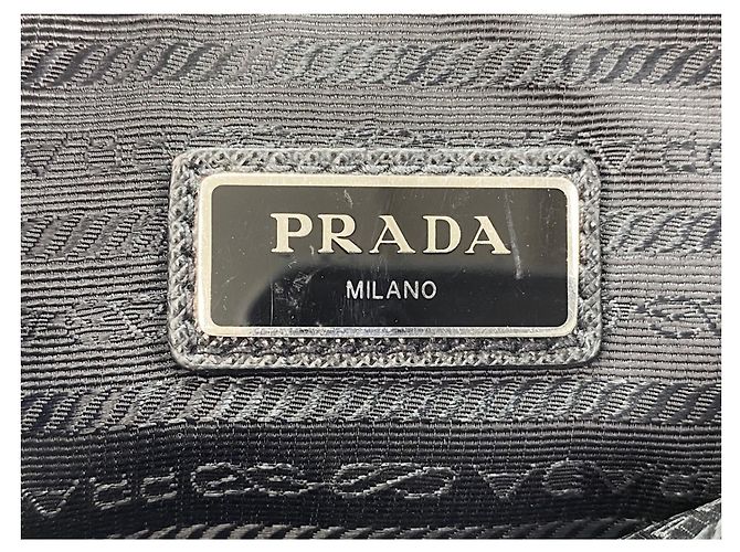 Borsa a tracolla in pelle grigia Prada Marrone - vista 15