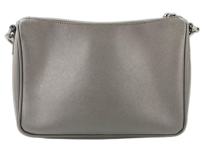 Borsa a tracolla in pelle grigia Prada Marrone - vista 3