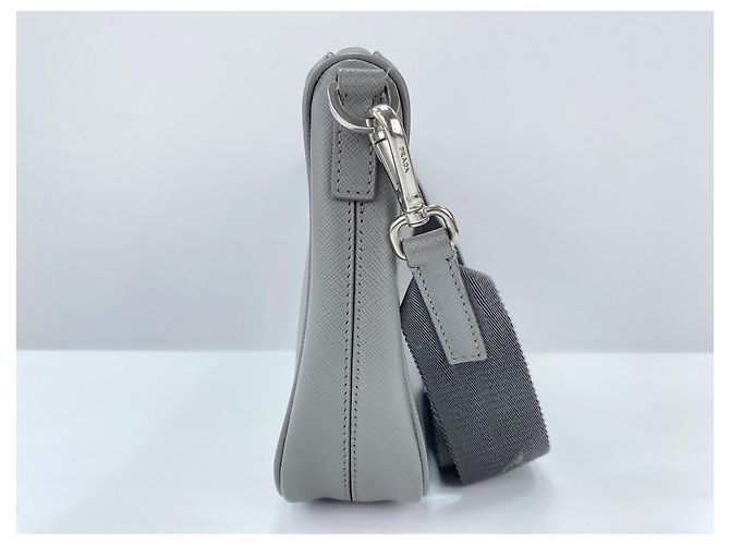 Borsa a tracolla in pelle grigia Prada Marrone - vista 4