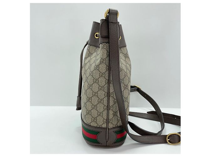 Borsa a tracolla mini bucket Ophidia GG Gucci Marrone - vista 3