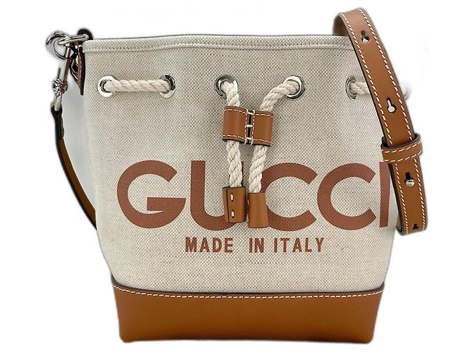 Borsa a tracolla Gucci Lido Collection Logo Print Beige - vista 10
