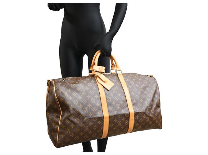 Louis Vuitton Keepall Bandoulière 55 Borsa Boston Marrone - vista 9