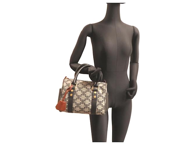 Céline Celine Triomphe Mini Boston Tasche Braun Schwarz - Ansicht 8