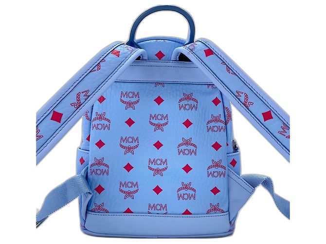 Zaino MCM Visetos in pelle blu - vista 3