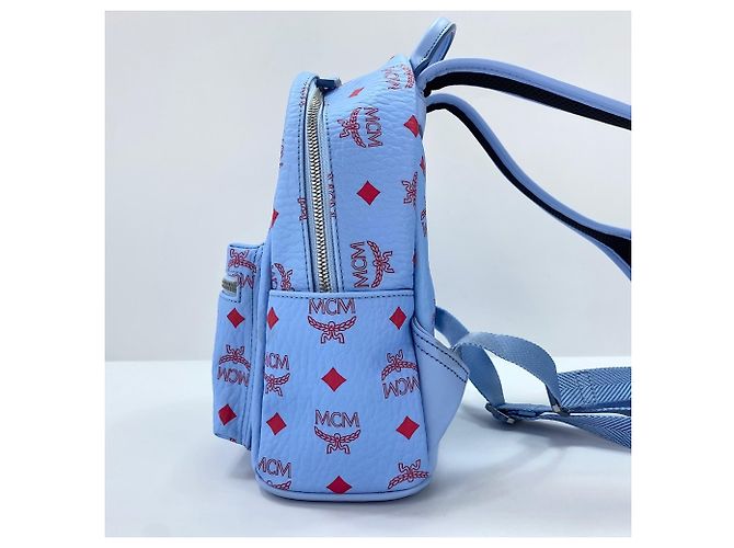 Zaino MCM Visetos in pelle blu - vista 6