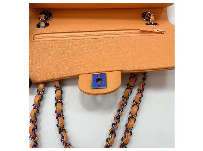 Borsa a Spalla Chanel Matelassé 25 Double Flap Arancione - vista 11