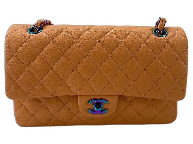 Borsa a Spalla Chanel Matelassé 25 Double Flap Arancione - vista 2
