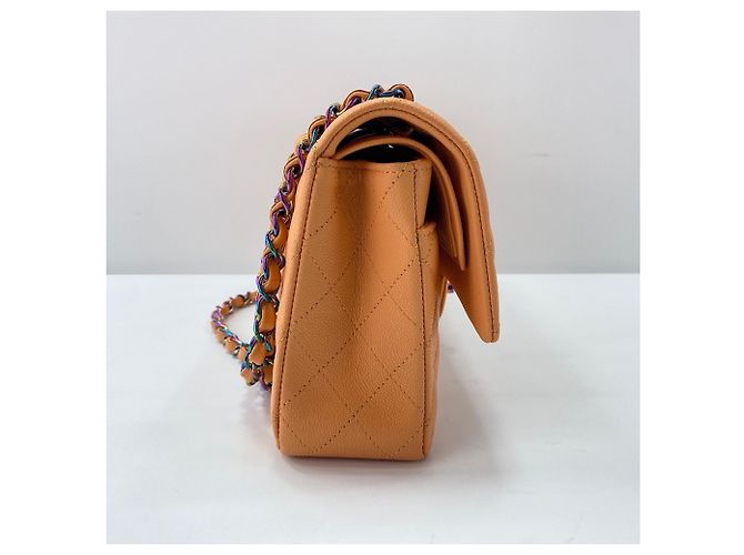 Borsa a Spalla Chanel Matelassé 25 Double Flap Arancione - vista 5