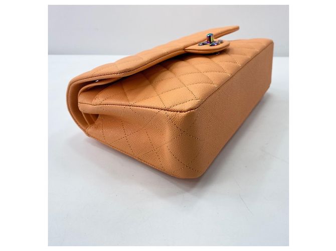 Borsa a Spalla Chanel Matelassé 25 Double Flap Arancione - vista 7