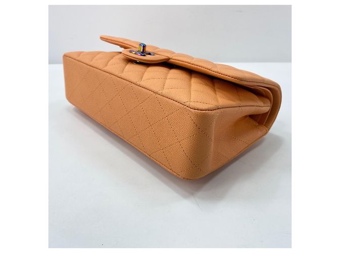Borsa a Spalla Chanel Matelassé 25 Double Flap Arancione - vista 8