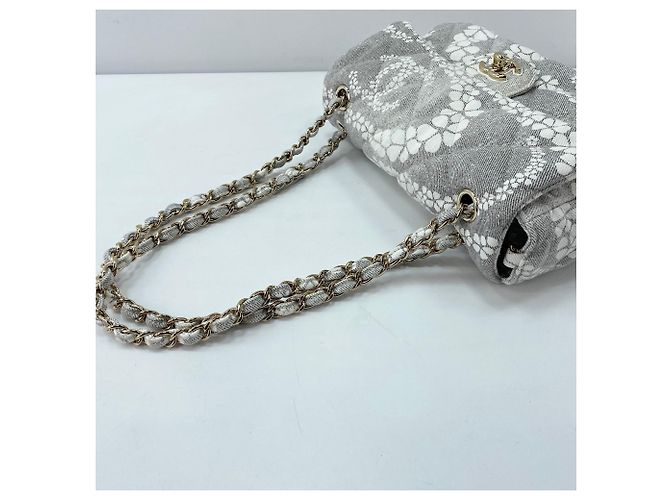 Borsa a tracolla Chanel Coco Beach 23 in tela grigia Marrone - vista 10